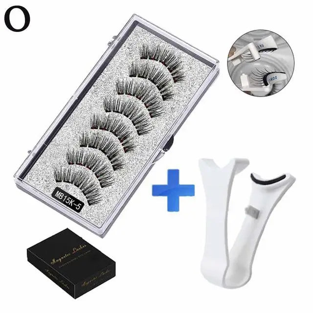 3D Magnetic Eyelashes Kit – Reusable Handmade False Lashes with 5 Magnets & Tweezers