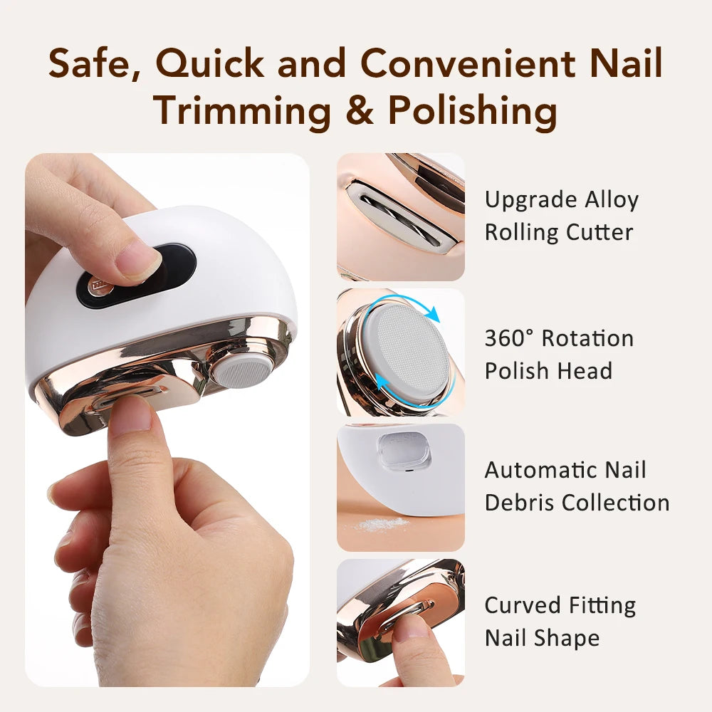 2 In 1 Electric Nail Clippers Manicure Anti-Splash Nail Trimmer For Baby Finger Toe Scissors Pedicure Thick Nails Cutter Tools
