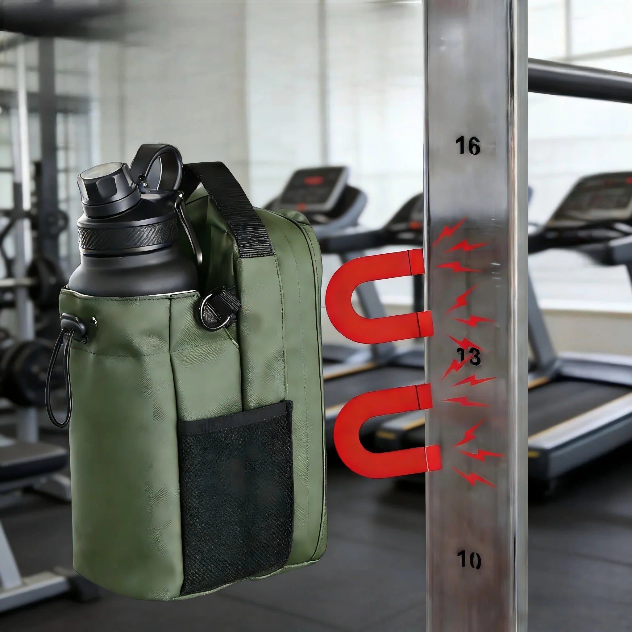 Magnetic Gym Bag – Compact Organiser with Phone Pocket & Water Bottle Pouch