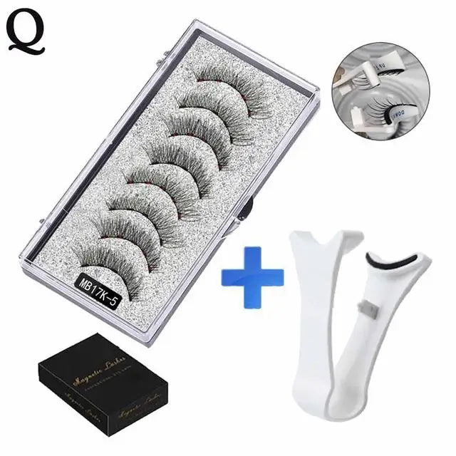 3D Magnetic Eyelashes Kit – Reusable Handmade False Lashes with 5 Magnets & Tweezers