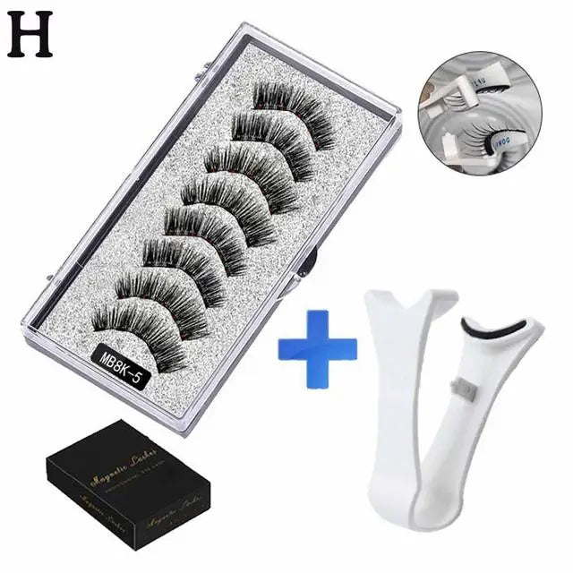 3D Magnetic Eyelashes Kit – Reusable Handmade False Lashes with 5 Magnets & Tweezers