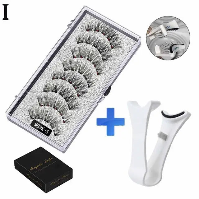3D Magnetic Eyelashes Kit – Reusable Handmade False Lashes with 5 Magnets & Tweezers