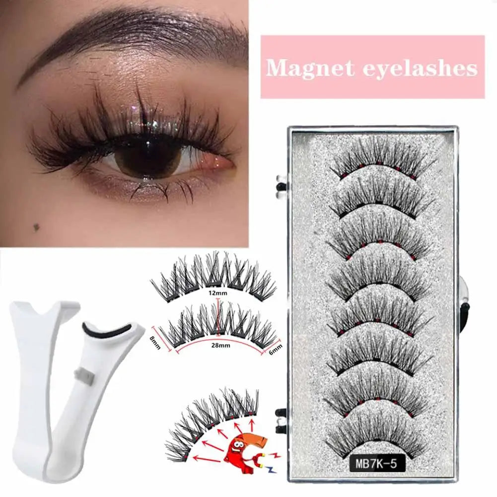 3D Magnetic Eyelashes Kit – Reusable Handmade False Lashes with 5 Magnets & Tweezers
