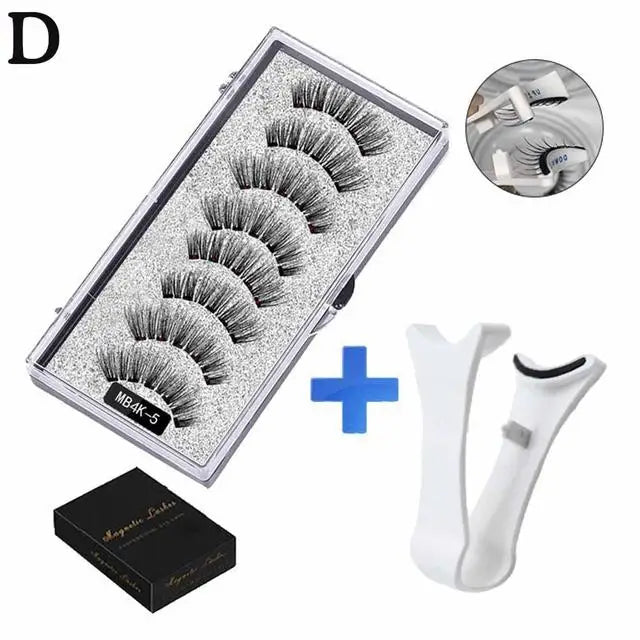 3D Magnetic Eyelashes Kit – Reusable Handmade False Lashes with 5 Magnets & Tweezers