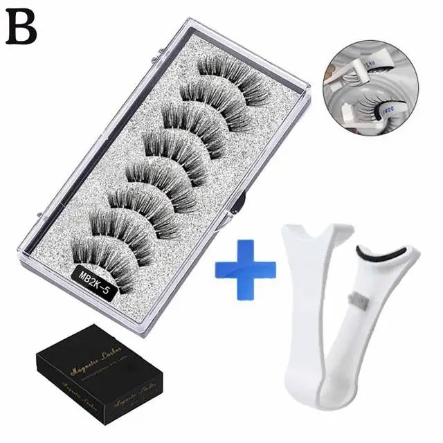 3D Magnetic Eyelashes Kit – Reusable Handmade False Lashes with 5 Magnets & Tweezers