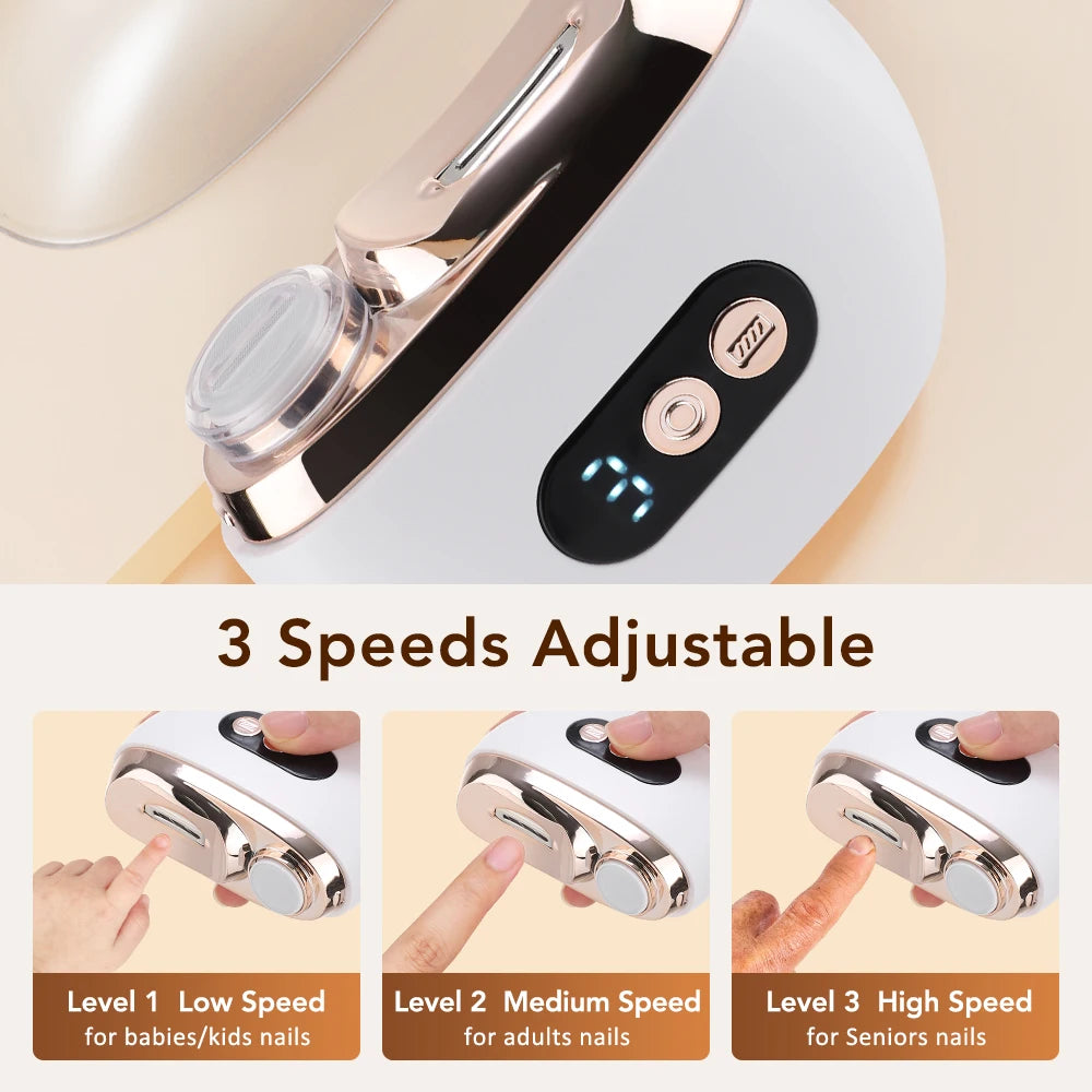 2 In 1 Electric Nail Clippers Manicure Anti-Splash Nail Trimmer For Baby Finger Toe Scissors Pedicure Thick Nails Cutter Tools